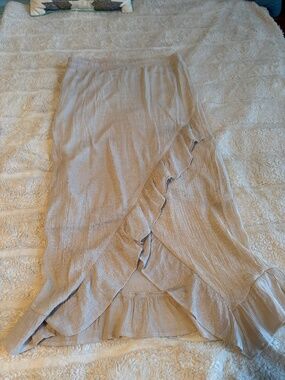 Beige Maxi Western Ruffle Skirt
